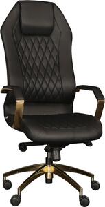 Elegante sedia da ufficio in ecopelle nera dal design ergonomico