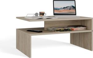 BDW, Tavolino, Tavolo da divano moderno con contenitore, Boston, 90×60×45 cm, Rovere Sonoma