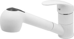 Miscelatore per cucina Miscelatore per lavello Miscelatore estraibile per cucina con spray; bianco