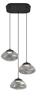 Lampada a sospensione di design nera con vetro fumé 3 luci - Gus