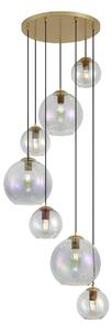 Lampada a sospensione Art Déco oro con vetro arcobaleno 7 luci - Sandra