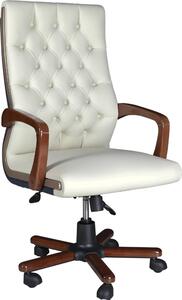 Sedia da ufficio ergonomica bianca in legno e tessuto dal design moderno