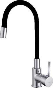 Kielle Oudee - Rubinetto per lavello con braccio flessibile, cromato/nero 10502100