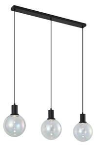Lampada a sospensione di design nera con vetro arcobaleno rettangolare a 3 luci - Mallon