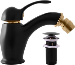 LABE - Miscelatore per bidet a parete con scarico, Nero opaco/Oro L045.0KCMATZ, RAV Slezák