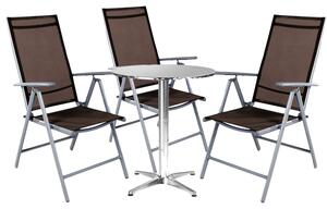 Set da bistrot, 4 pezzi, grigio argento / marrone cioccolato