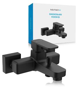 Rubinetto per vasca universale dal design squadrato – set completo di rubinetto con tutti gli accessori – miscelatore monocomando per vasca, colore nero opaco – forma quadrata