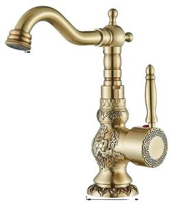 Miscelatore per lavabo, montaggio a soffitto, monocomando, ottone anticato, 23 cm