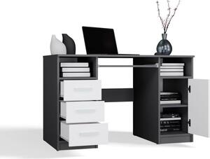 BDW, Scrivania con 3 cassetti, 120×75×60 cm, 1 armadio, Delta, antracite / bianco