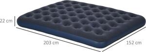 Letto da campeggio matrimoniale pieghevole, materasso gonfiabile, blu scuro, 203 x 152 x 22 cm, ideale per il campeggio e gli ospiti, 203 cm, 152 cm