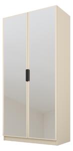 PAWS MOBEL Armadio inclinabile beige 100x52x200 cm, armadio a due ante aperto con specchi, con ripiani e appendini