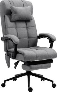 Sedia da ufficio con funzione massaggio, ergonomica, regolabile in altezza, con riscaldamento lombare, poggiapiedi, poggiatesta, in poliestere, grigio, 66x76x112-120 cm, grigio, 76,00 cm, 120,00 cm, acciaio, 66,00 cm, 120 kg