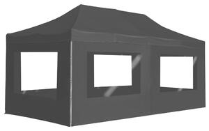 Gazebo Pieghevole con Pareti in Alluminio 6x3m Antracite
