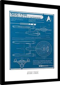 Quadro Star Trek - Uss Enterprise's plan, Poster Incorniciato
