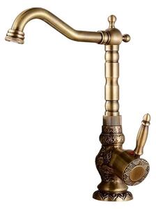 Miscelatore per lavabo, finitura anticata, design monocomando, ottone anticato C grande