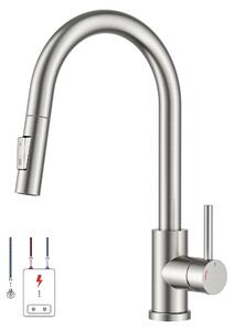 Rubinetto da cucina a bassa pressione, miscelatore estraibile, monocomando per acqua calda e fredda, adatto per scaldabagni e apparecchiature da incasso, in acciaio inossidabile
