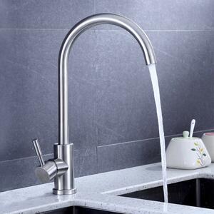 Ausmann Inox Miscelatore da cucina rotondo con bocca girevole interamente in acciaio inox 1208958308