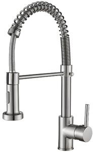 Rubinetto da cucina, miscelatore monocomando con doccetta estraibile, 2 getti, miscelatore monocomando ad arco alto