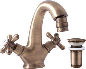 MORAVA RETRO - Miscelatore per bidet con scarico, ottone vecchio (bronzo) MK143.0SM, RAV Slezák