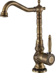 Rubinetto per lavabo, a soffitto, finitura ottone antico, grande