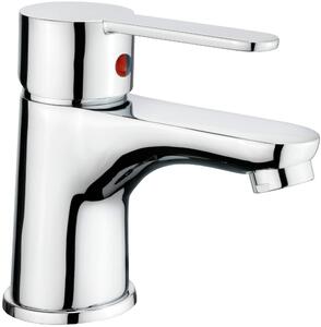 Miscelatore per lavabo con corpo in ottone cromato e kit di scarico