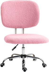 Sedia da ufficio ergonomica, regolabile in altezza, senza braccioli, girevole, in velluto rosa, per l'home office e il gaming