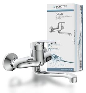 Rubinetto da parete cromato, miscelatore per lavello da parete a 360°, ideale per lavelli doppi