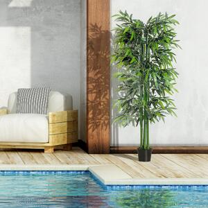 Outsunny Pianta di Bambù Artificiale in Vaso da 180cm, Decorazione per Casa, Ufficio, Interni ed Esterni