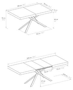 Tavolo FORTE DEI MARMI bianco frassinato allungabile con base antracite 140×90 cm – 220×90 cm