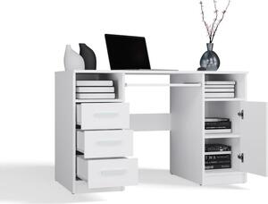 BDW, Scrivania con 3 cassetti, 120×75×60 cm, 1 armadio, Delta, bianco