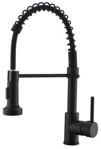 Rubinetto da cucina estraibile con 2 getti, miscelatore monocomando nero