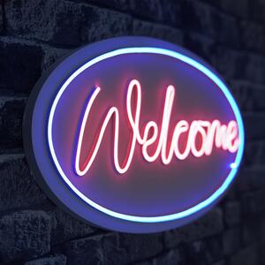 Opviq, Welcome - Blu, Rosa, Strisce LED, Blu, Strisce al neon flessibili, 29 x 58 x 2 cm