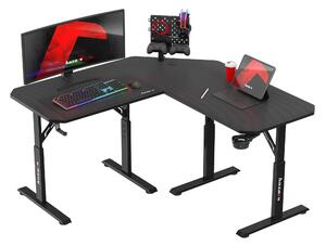 Scrivania da gioco Huzaro Hero 7.3 nera - regolabile in altezza, design angolare, 140x80 cm, superficie in carbonio, staffe, uscita cavi, fino a 100 kg