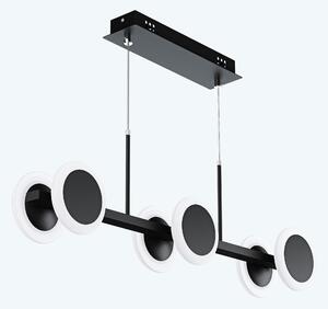 Doporro Lampadario a Sospensione 24W, 70 cm, Metallo Base, Lunghezza Filo 150 cm, Altezza regolabile, Lampada da Soffitto a Sospensione per Camera da Letto e Soggiorno, Nero Opaco, Alivetta