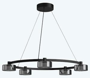 Doporro Lampadario a Sospensione 5W*5, 59 cm, Metallo Base, Lunghezza Filo 100 cm, Altezza regolabile, Lampada da Soffitto a Sospensione per Camera da Letto e Soggiorno, Nero, Alivetta