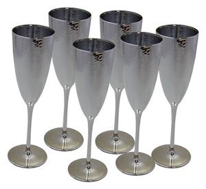 Royal Family- Set 6 Calici Champagne in Vetro Argento