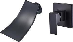 Miscelatore per lavabo a parete, flusso a cascata, comando monocomando, nero opaco, nero opaco