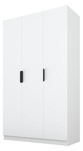 PAWS MOBEL Armadio bianco inclinabile 150x52x200 cm, armadio a tre ante aperto senza specchio, con ripiani e appendini