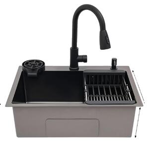 Lavello da cucina, rubinetto estraibile, vasca singola, 1