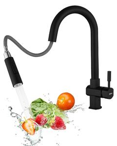 Rubinetto da cucina nero ad alta pressione con doccetta estraibile, rubinetto da cucina girevole a 360°