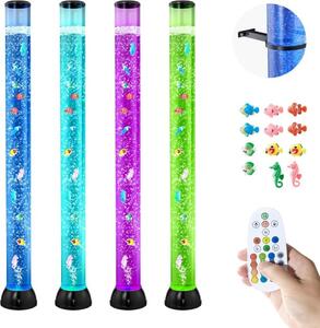 Lampada lavica con 10 pesci e bolle luminose - 1,2 m - 16 effetti cromatici con telecomando