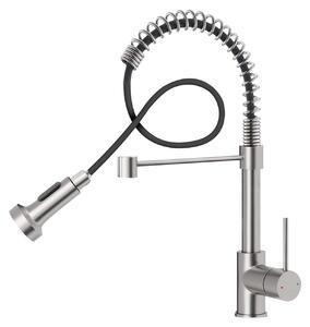 Rubinetto da cucina estensibile, girevole a 360°, in acciaio inossidabile, con 2 getti d'acqua