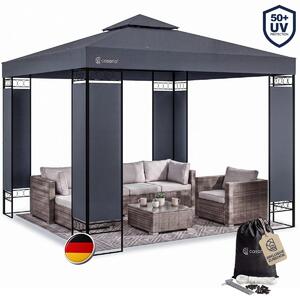 Casaria Gazebo Lorca Padiglione 3x3m in Metallo Resistente Idrorepellente con Pannelli Laterali Tendone da Giardino Feste