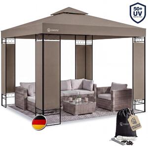 Casaria Gazebo Lorca Padiglione 3x3m in Metallo Resistente Idrorepellente con Pannelli Laterali Tendone da Giardino Feste