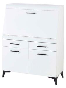 Scrivania >Secret< in MDF bianco opaco - 98x124x42 cm (LxAxP)