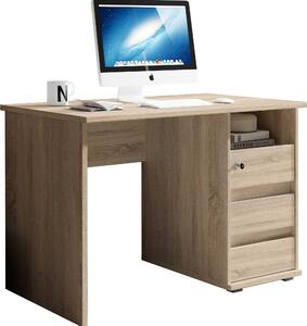 Scrivania - decoro Rovere Sonoma - 110 x 65 cm - 1 ripiano - 3 cassetti