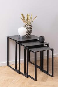 Tavolino modulare >Katrine< (3 elementi) in nero - 50x55x50 (LxAxP)