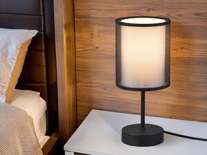 Piccola lampada da tavolo a LED con doppio paralume in tessuto bianco e nero, da davanzale