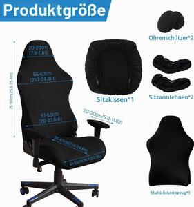 Set di 6 coperture per sedie da gaming, elastiche, lavabili, colore nero