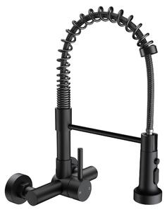 Miscelatore da cucina con montaggio a parete, soffione estraibile, bocchetta girevole a 360°, design moderno in acciaio inossidabile, controllo monocomando